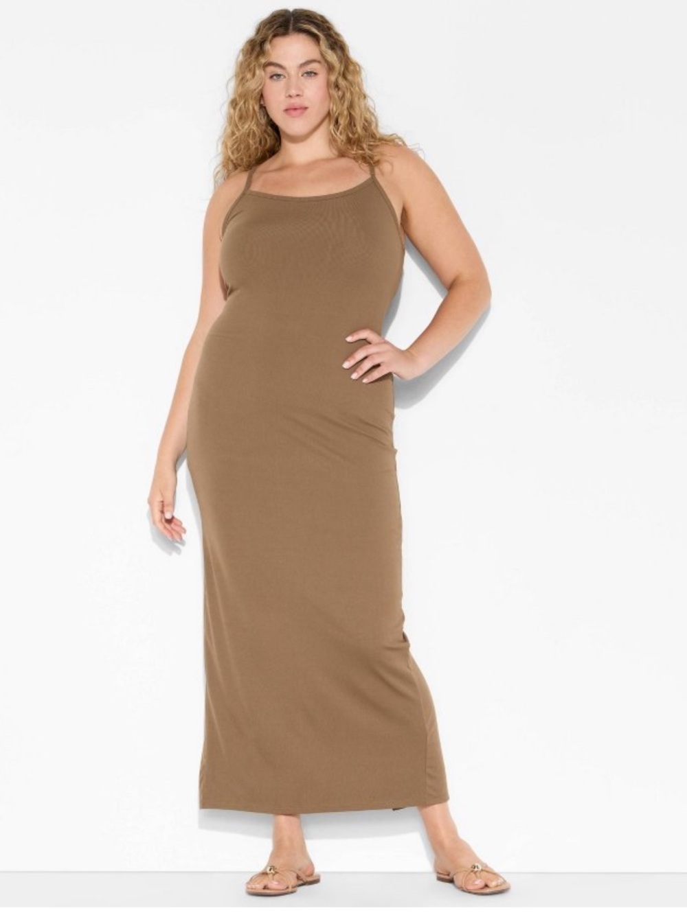 Wild Fable Brown Ribbed Maxi Tank Dress Size Large NWT